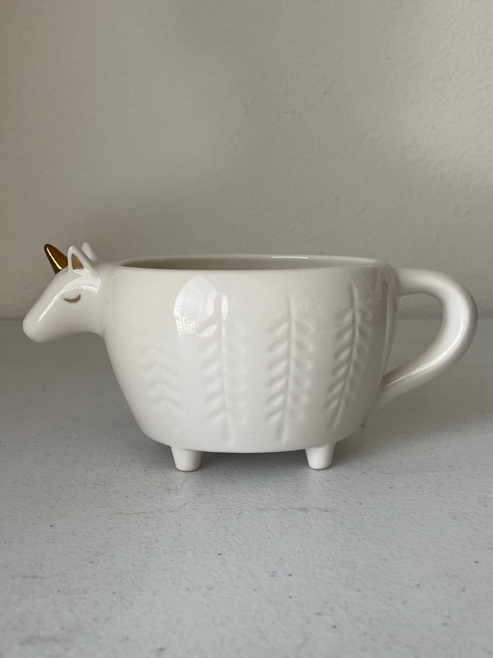 Opalhouse White Ceramic Unicorn Planter with Gold Horn Accent